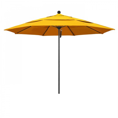 CALIFORNIA UMBRELLA 11' Black Aluminum Market Patio Umbrella, Sunbrella Sunflower Yellow 194061333426